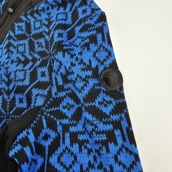 Talbots Cozy Fleeceback Knit Jacket - Snowflake Blue Black Size XLP - Picture 4 of 10
